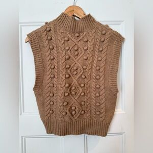 Aritzia Wilfred Alps Pom Wool Vest in Mocoa Size M NWOT